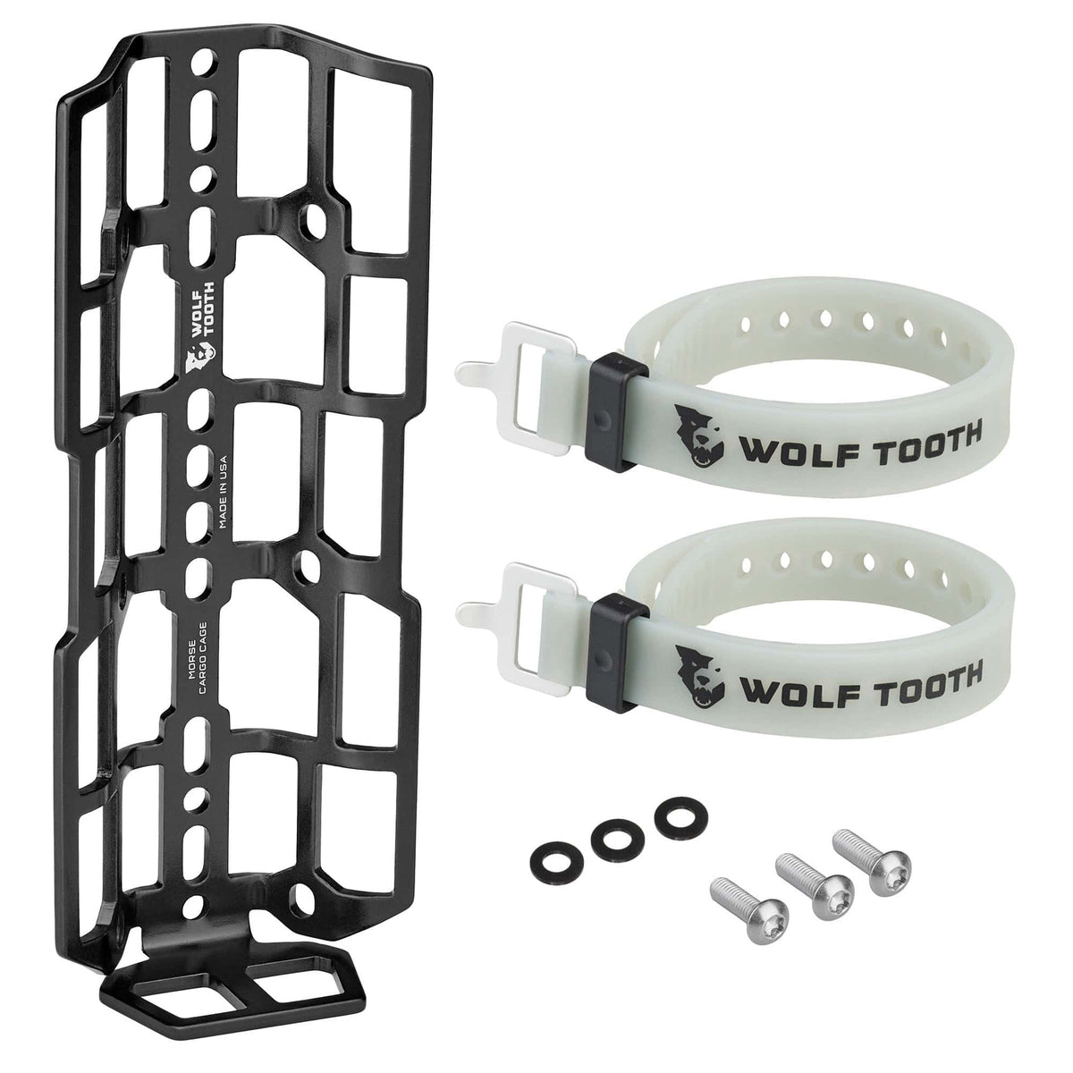 Wolf Tooth Morse Cargo Cage, Black with 2 straps