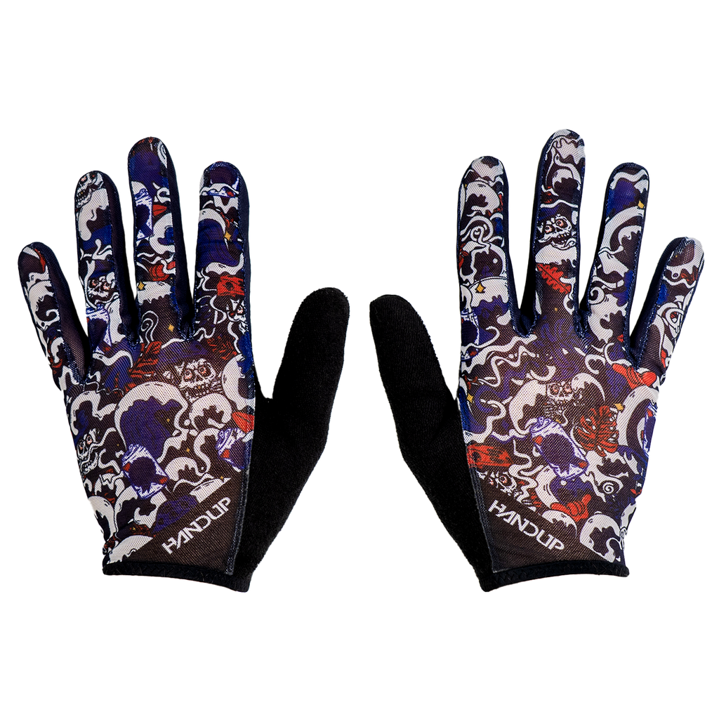 Handup Summer LITE Gloves, Pabst Blue Wave, pair laid flat, back of hand