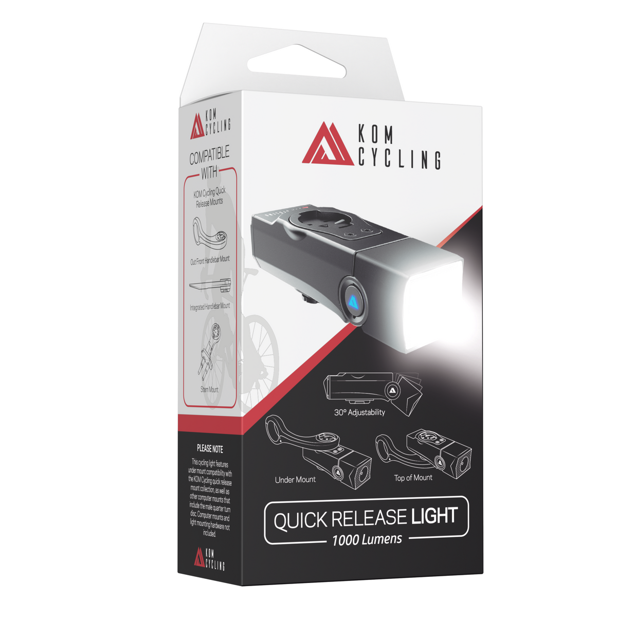 KOM Quick Release Light, 1000 Lumen, retail box