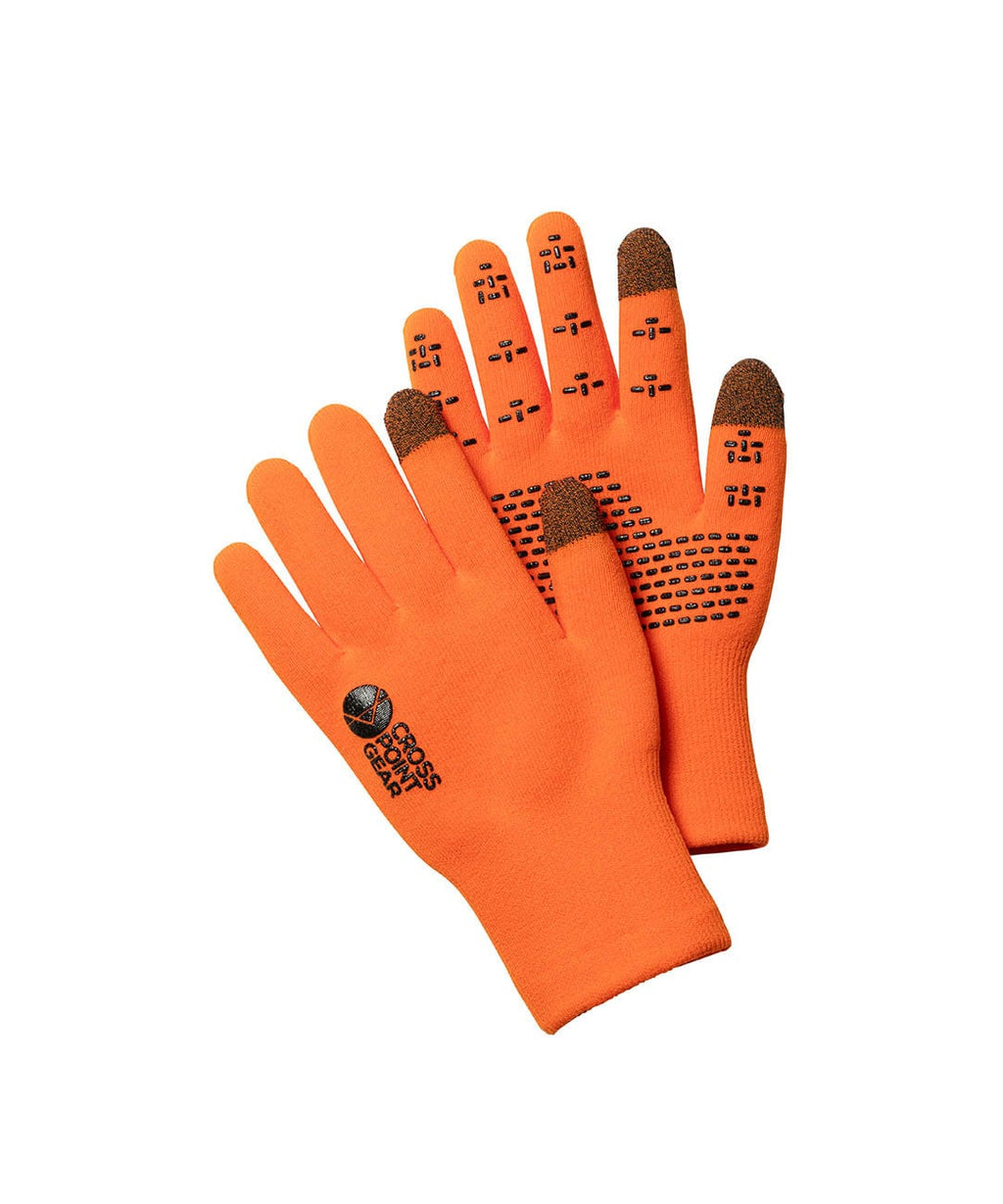 Cross Point Waterproof Knit Gloves: Sport, orange pair