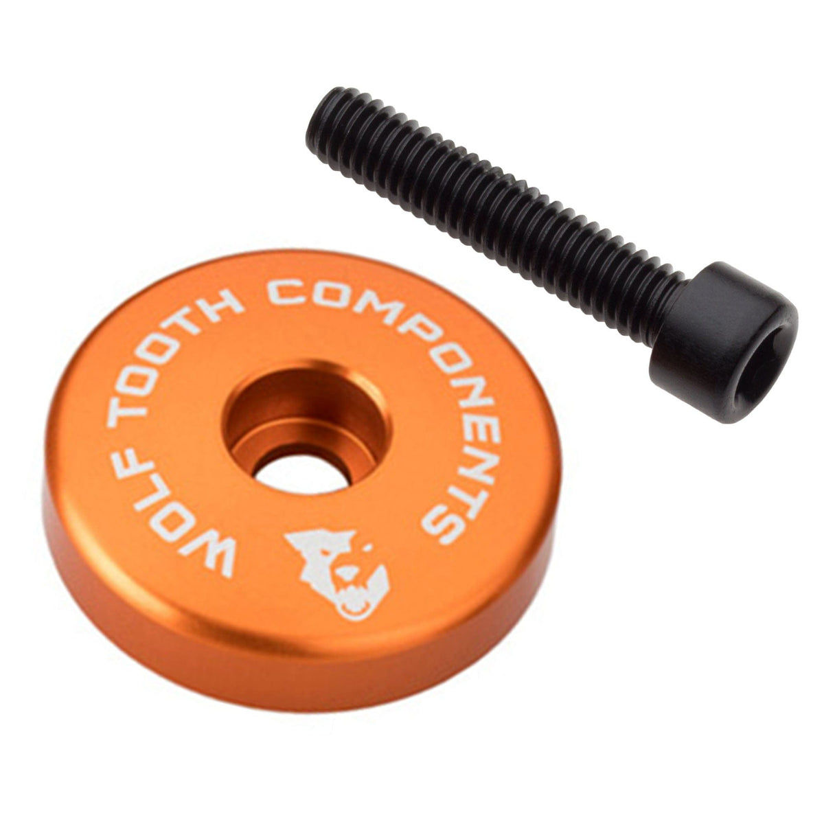 Wolf Tooth Ultralight Stem Cap with Integrated Spacer, Orange