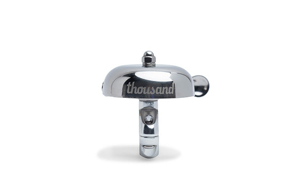 Pennant Bicycle Bell, chrome, front view with logo