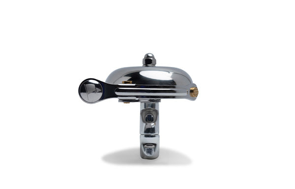 Pennant Bicycle Bell, chrome, side view with striker