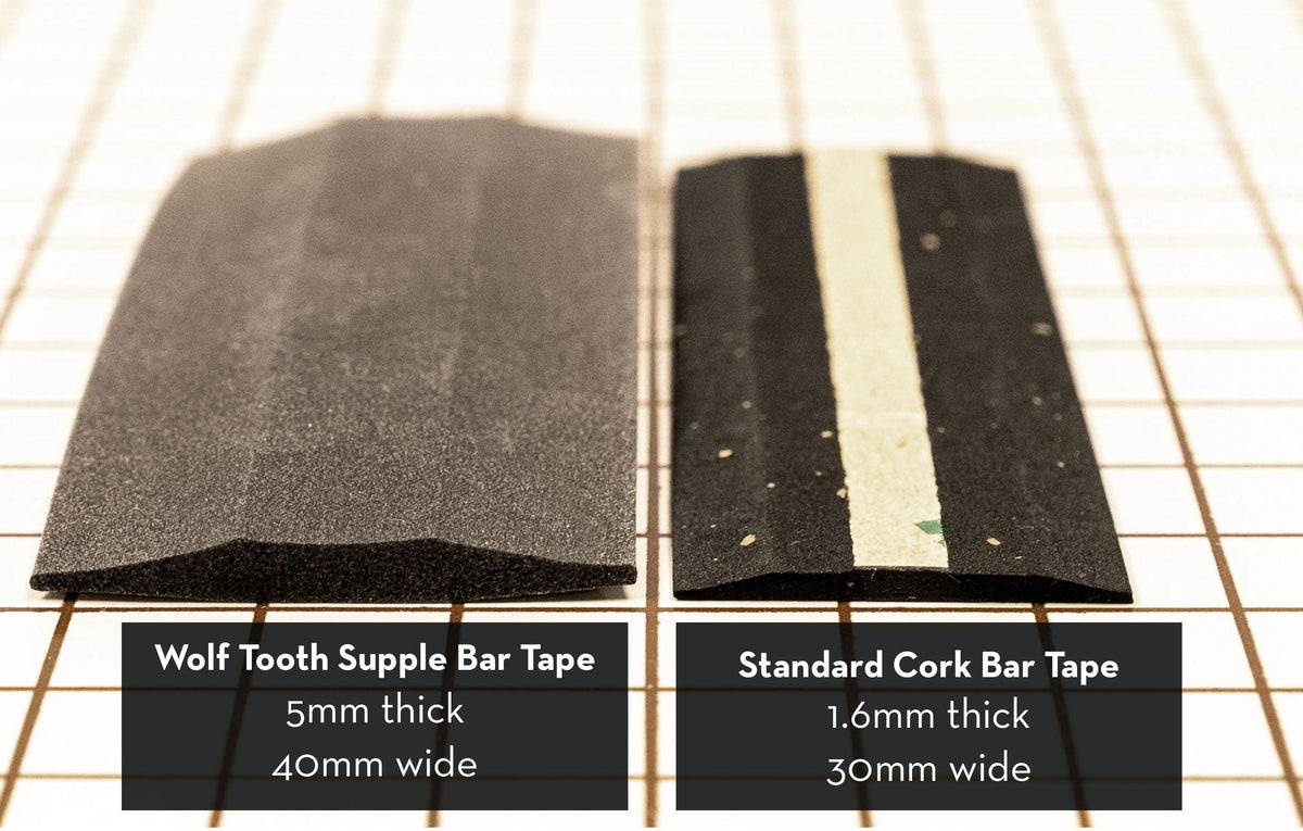 Wolf Tooth Supple Bar Tape, thickness compared with standard cork tape