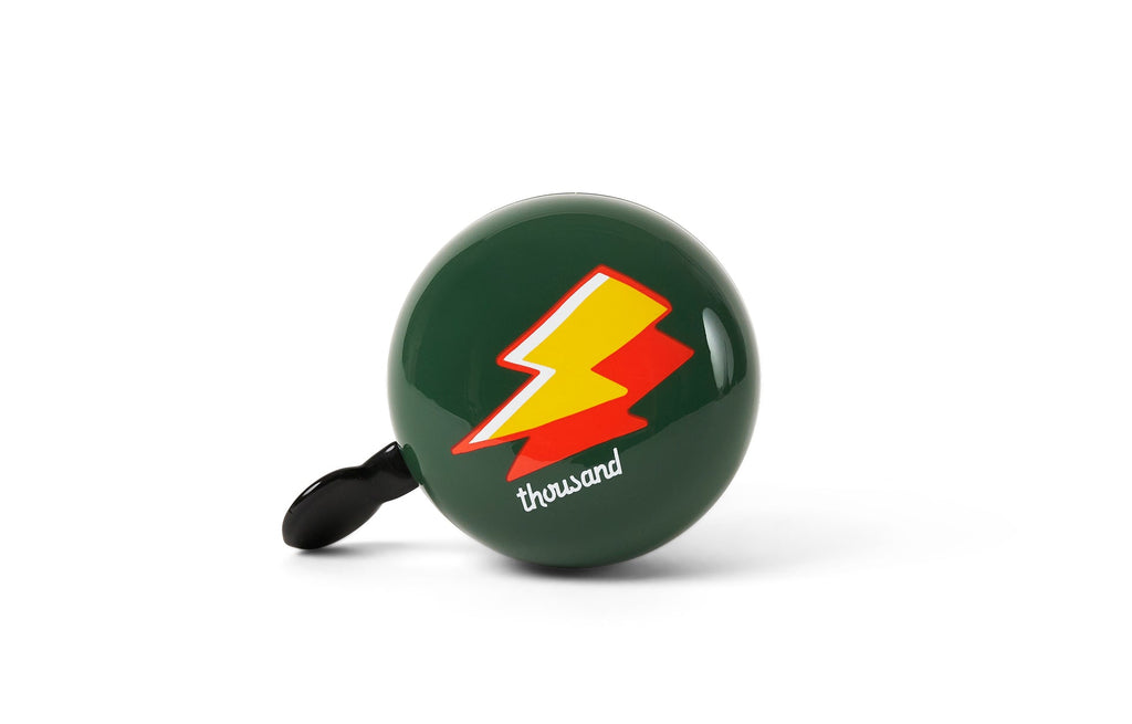 Thousand Jr. Bicycle Bell, green with lightning bolt print
