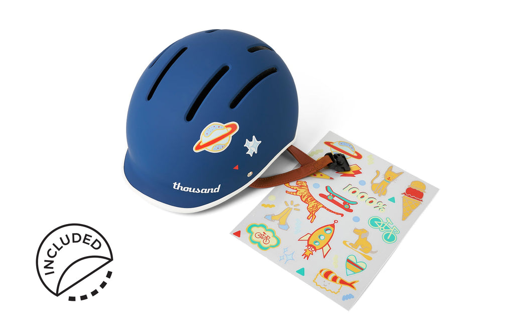 Thousand Jr. Kids Helmet, navy, with included sticker sheet