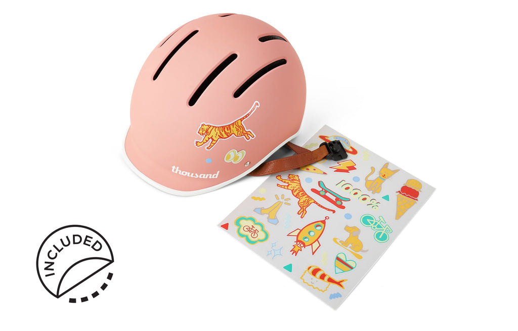 Thousand Jr. Kids Helmet, pink, with included sticker sheet