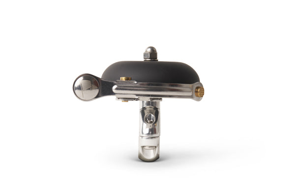 Pennant Bicycle Bell, black, side view with striker
