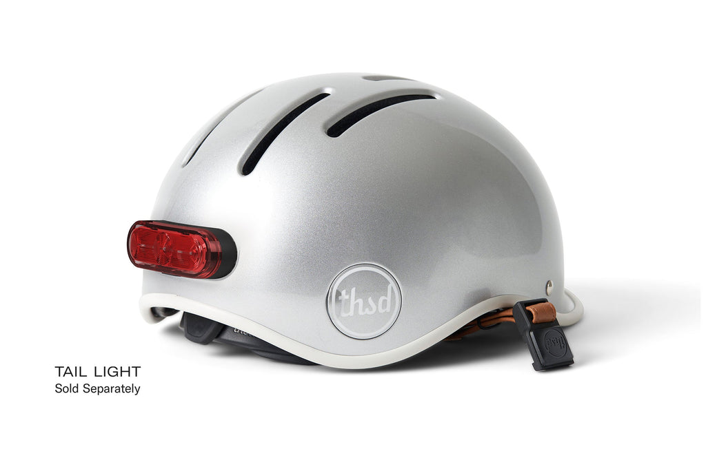 Heritage 2.0 Bike & Skate Helmet, silver, shown with the tail light that is sold separately