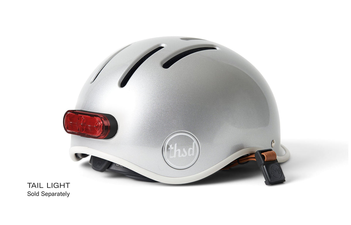 Heritage 2.0 Bike & Skate Helmet, silver, shown with the tail light that is sold separately