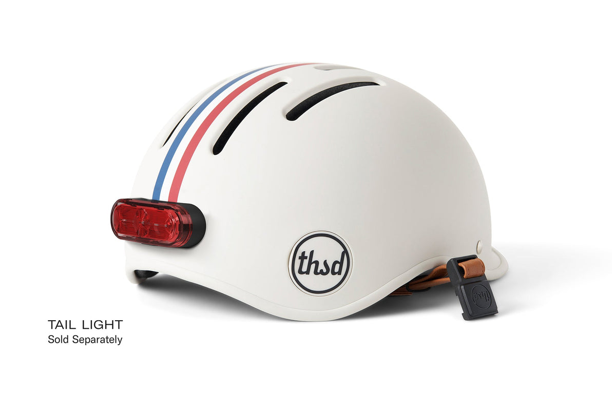 Heritage 2.0 Bike & Skate Helmet, white, shown with the tail light that is sold separately