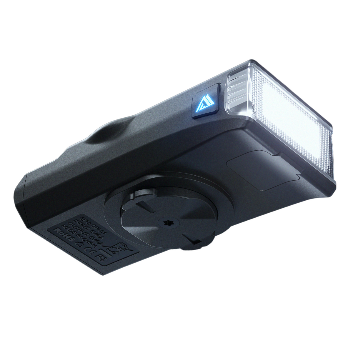 KOM Quick Release Light, 350 Lumen, angled view of the lens and mount interface