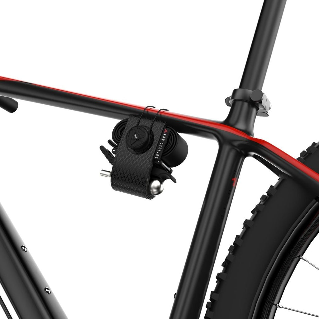 KOM Tube Strap with ATOP Dial, mounted on a bike frame