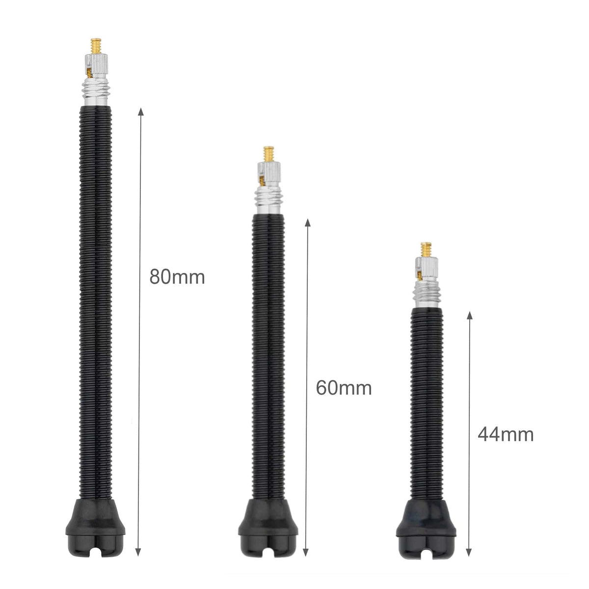 Wolf Tooth Tubeless Presta Valve Stem Kit, three lengths: 80 mm, 60 mm and 44 mm
