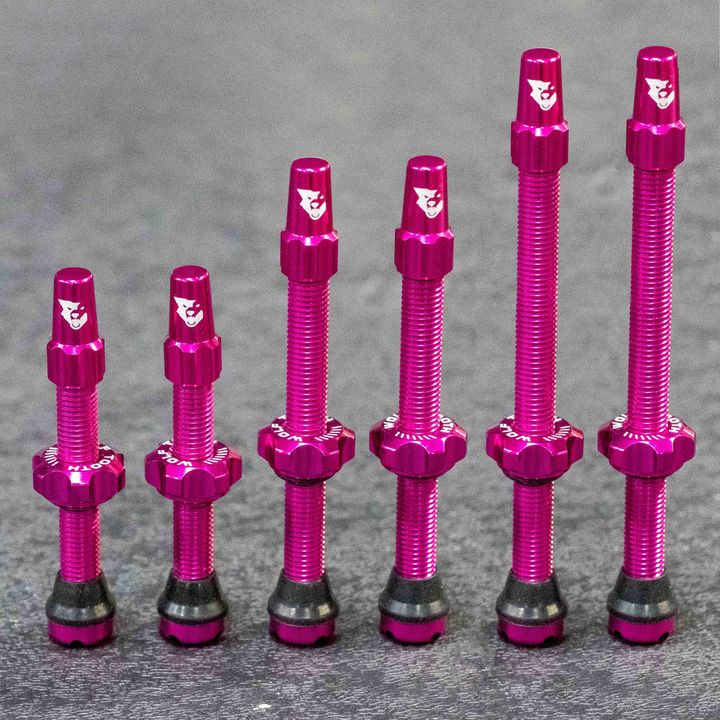 Wolf Tooth Tubeless Presta Valve Stem Kit, pink, three lengths in pairs