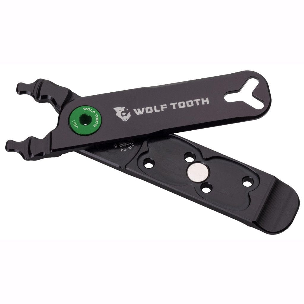 Wolf Tooth Pack Pliers, black with green bolt, open
