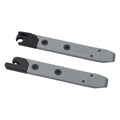 Pair of Wolf Tooth 8-Bit tire levers in grey, one with an integrated multi-tool