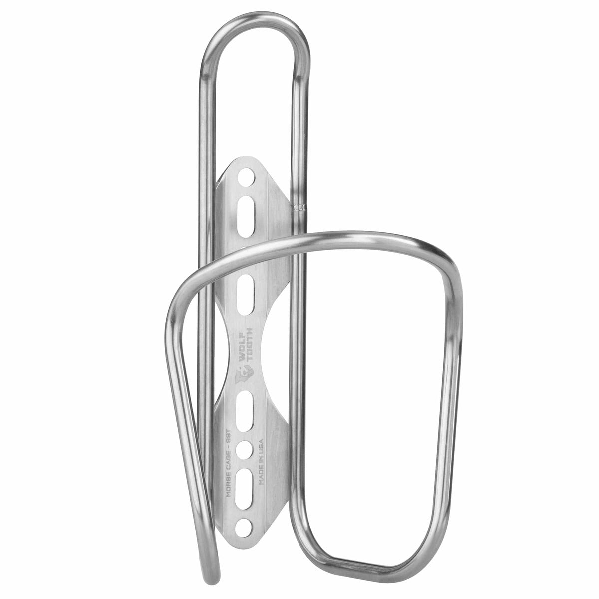 Wolf Tooth Morse Cage, Stainless Steel, stainless steel, front view