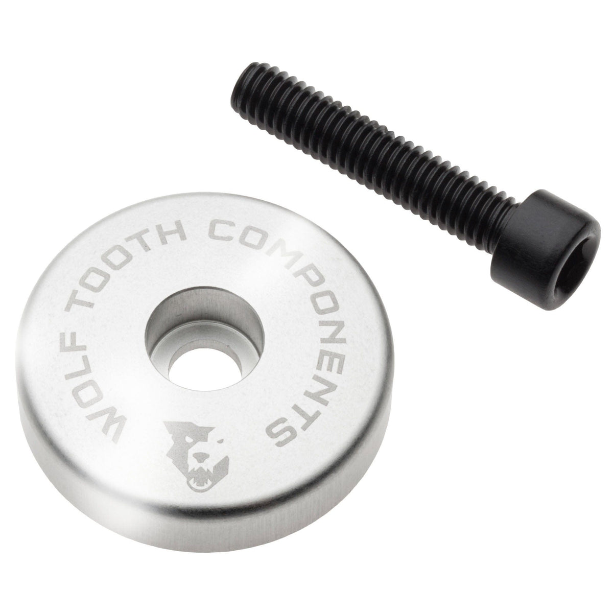 Wolf Tooth Ultralight Stem Cap with Integrated Spacer, Raw Silver