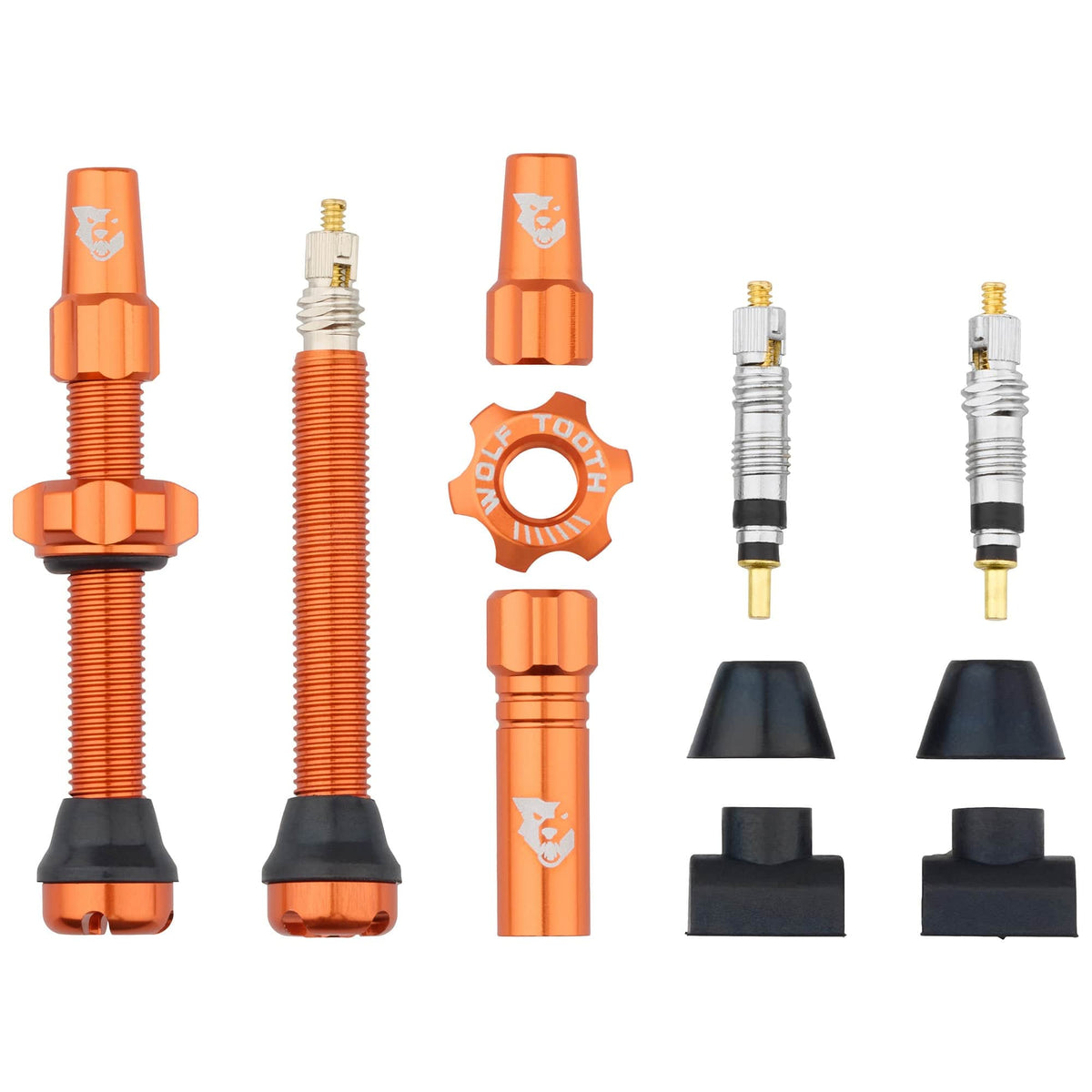 Wolf Tooth Tubeless Presta Valve Stem Kit, Orange