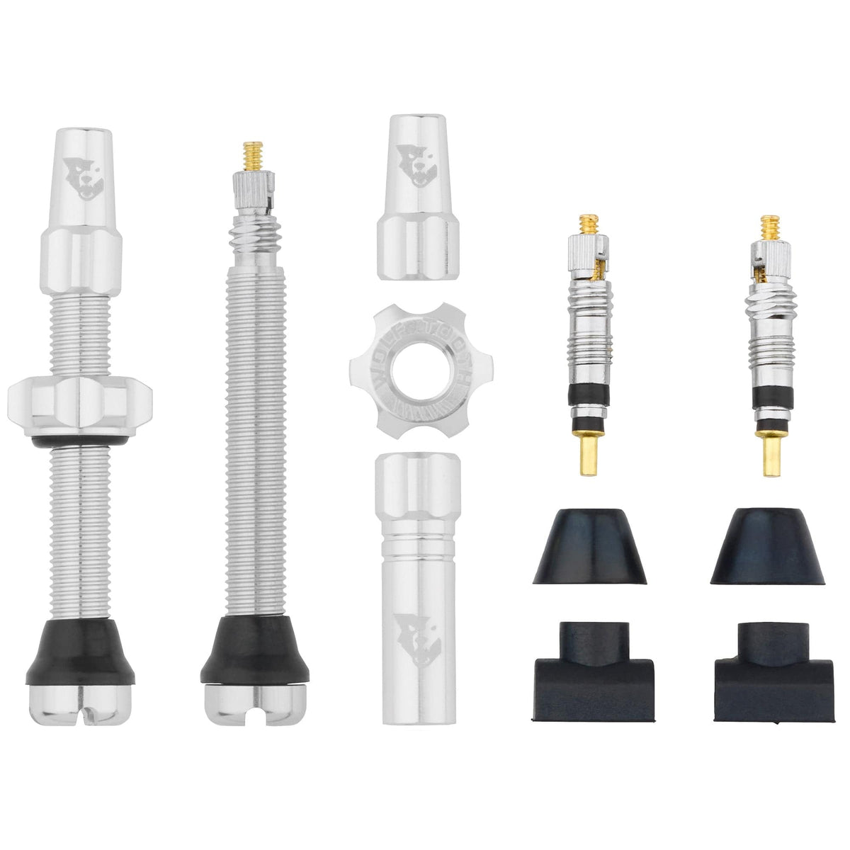 Wolf Tooth Tubeless Presta Valve Stem Kit, Raw Silver