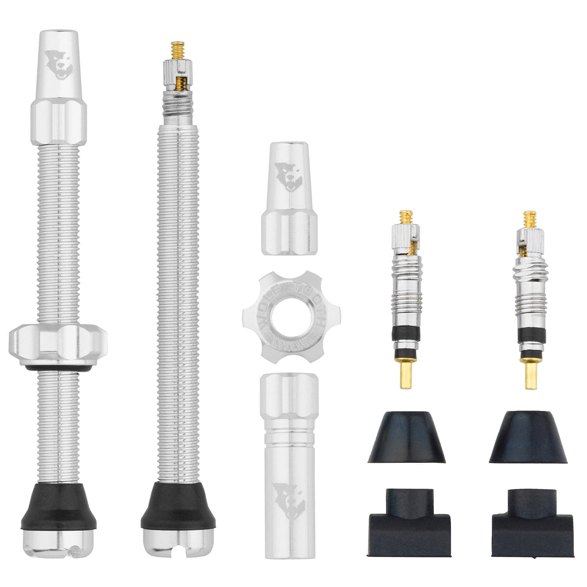 Wolf Tooth Tubeless Presta Valve Stem Kit, Raw Silver