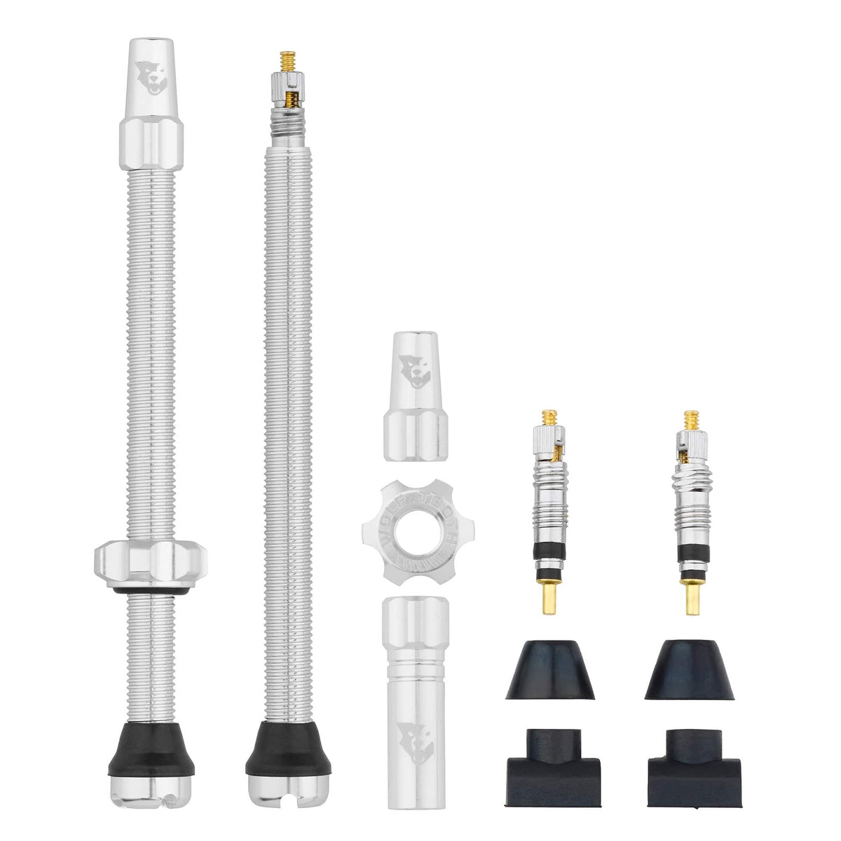 Wolf Tooth Tubeless Presta Valve Stem Kit, Raw Silver
