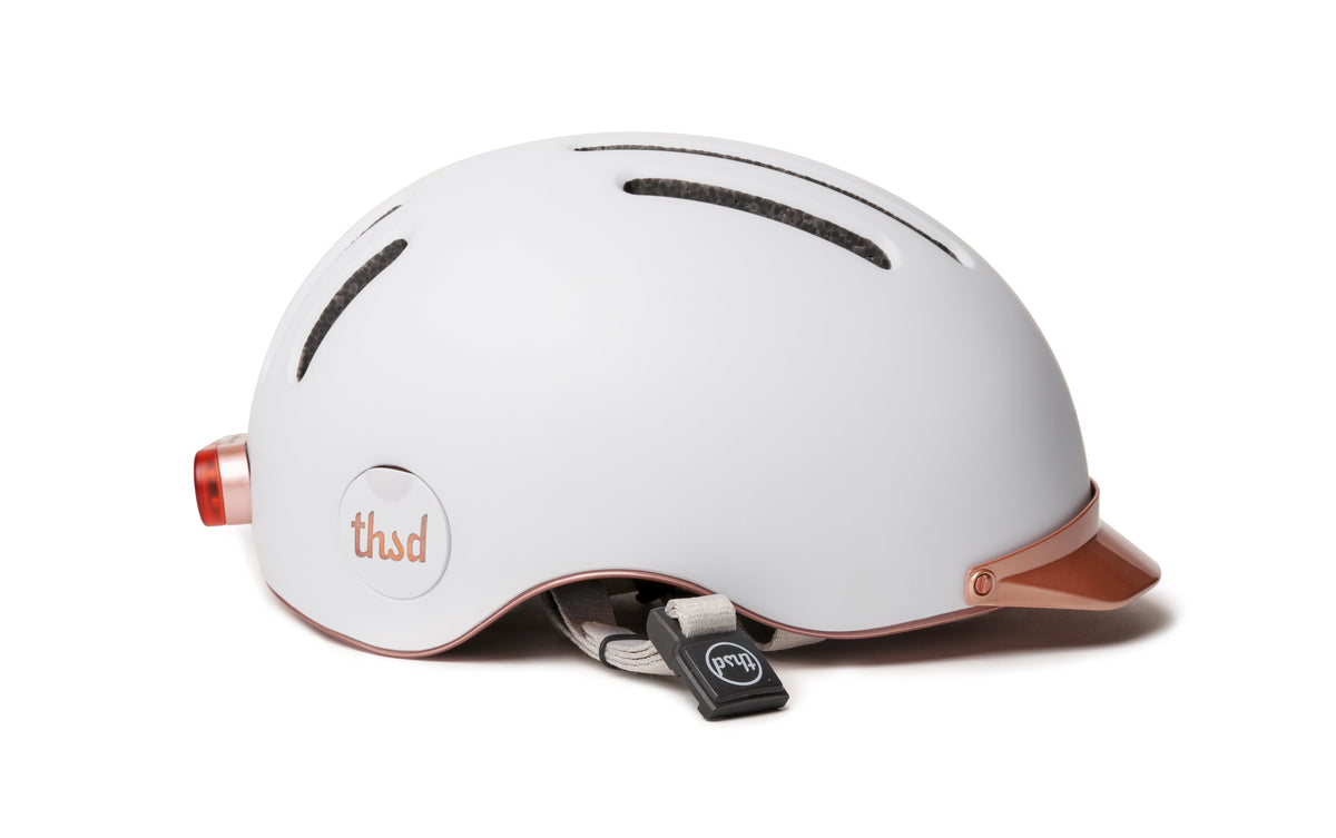Chapter MIPS Helmet, white, side profile with visor and rear light