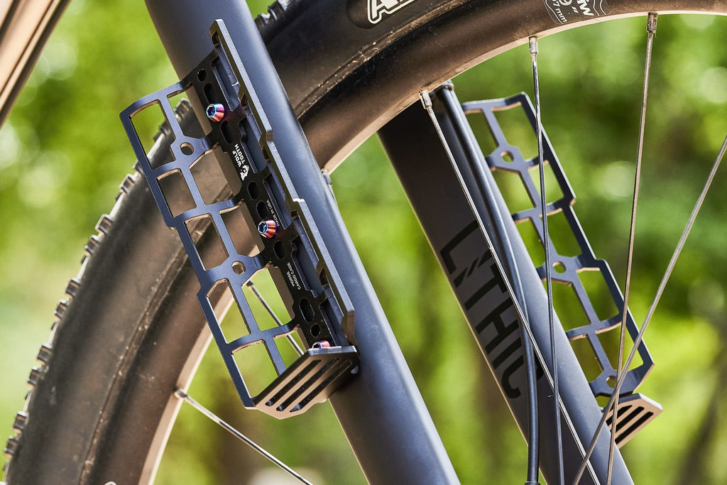 Wolf Tooth Morse Cargo Cage, two cages mounted on a fork