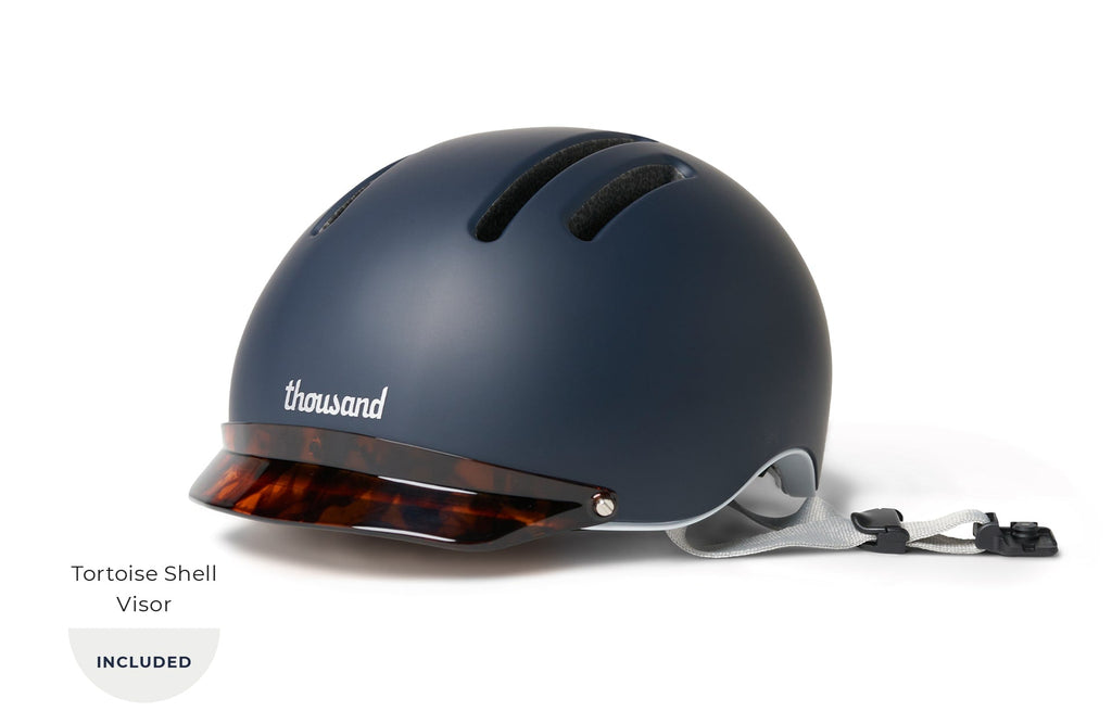 Chapter MIPS Helmet, navy with tortoise shell visor, front angle