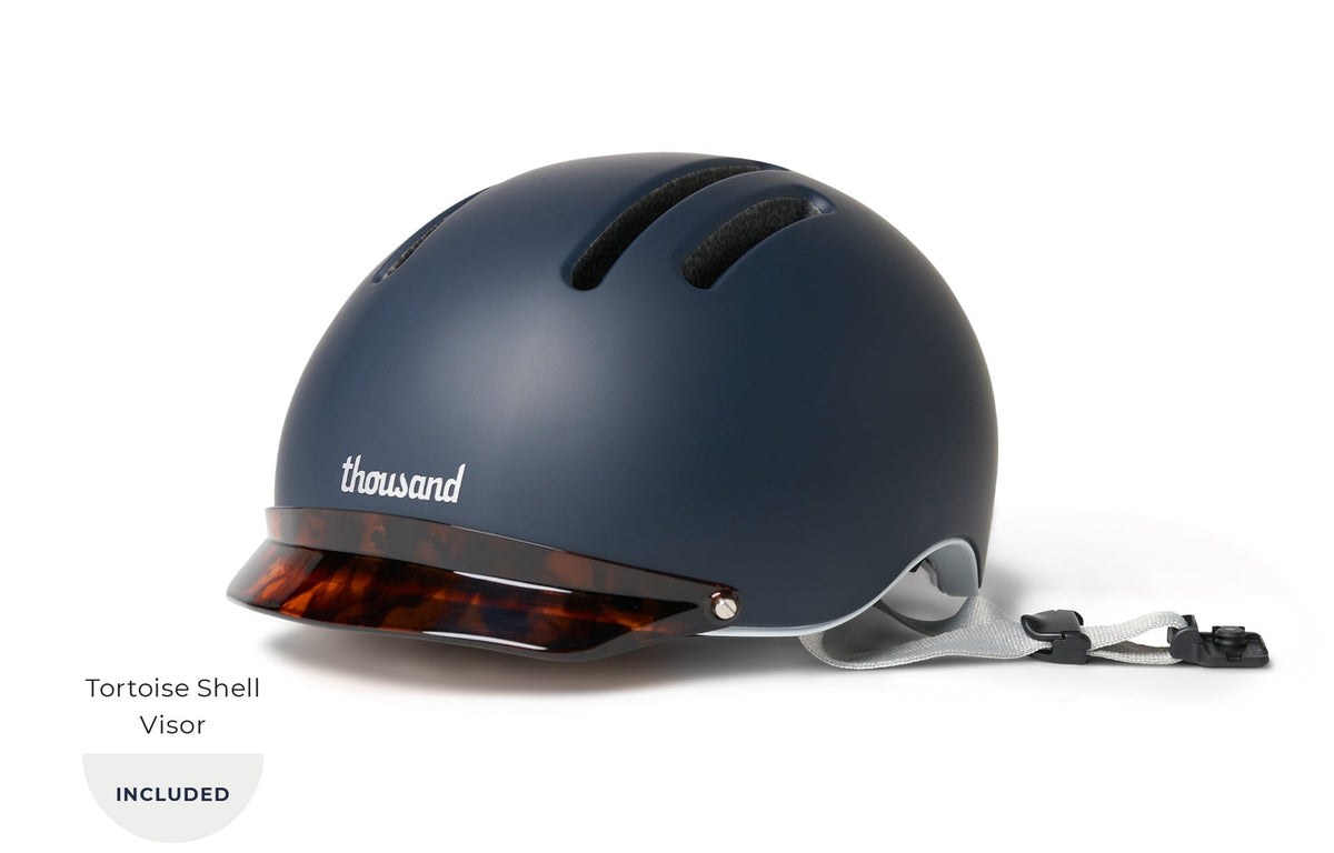Chapter MIPS Helmet, navy with tortoise shell visor, front angle