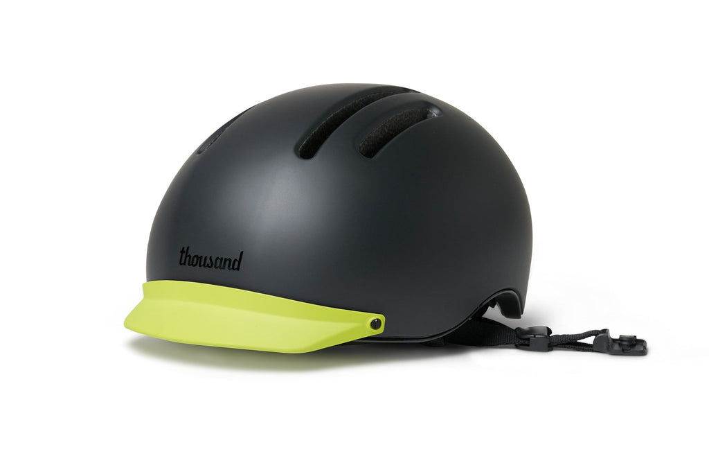Chapter Helmet Visor, neon yellow visor on a black helmet