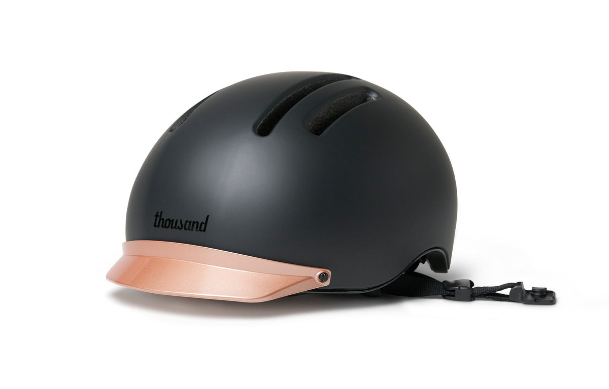 Chapter Helmet Visor, rose gold visor on a black helmet