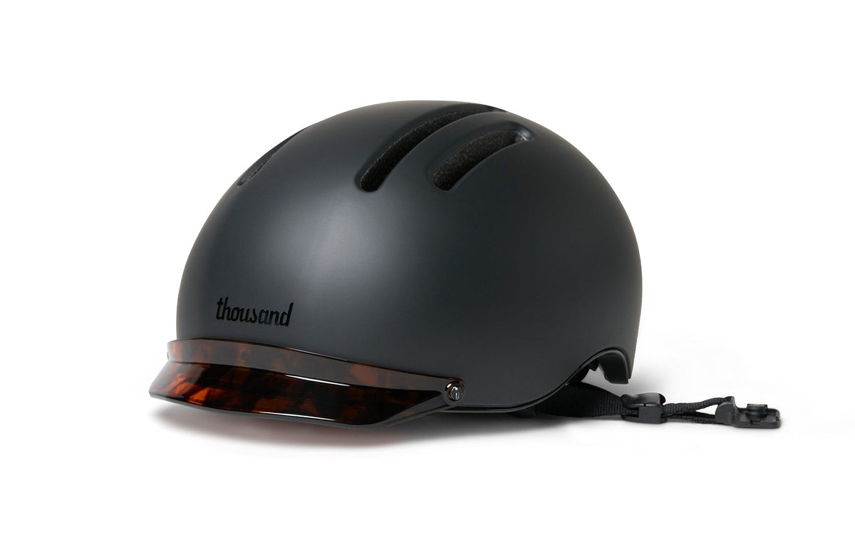 Chapter Helmet Visor, tortoise shell visor on a black helmet