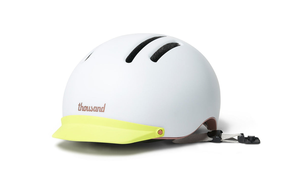 Chapter Helmet Visor, neon yellow visor on a white helmet