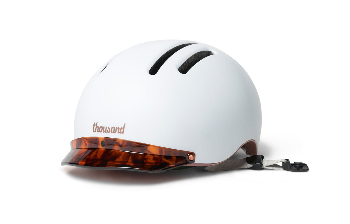 Chapter Helmet Visor, tortoise shell visor on a white helmet