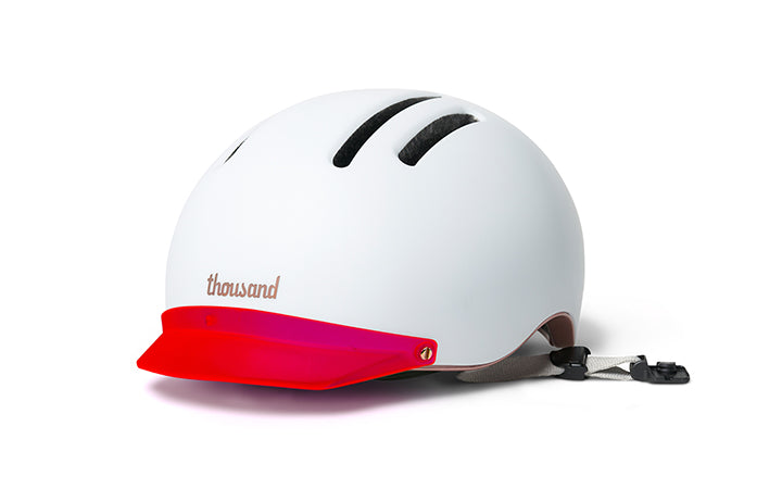 Chapter Helmet Visor, red visor on a white helmet