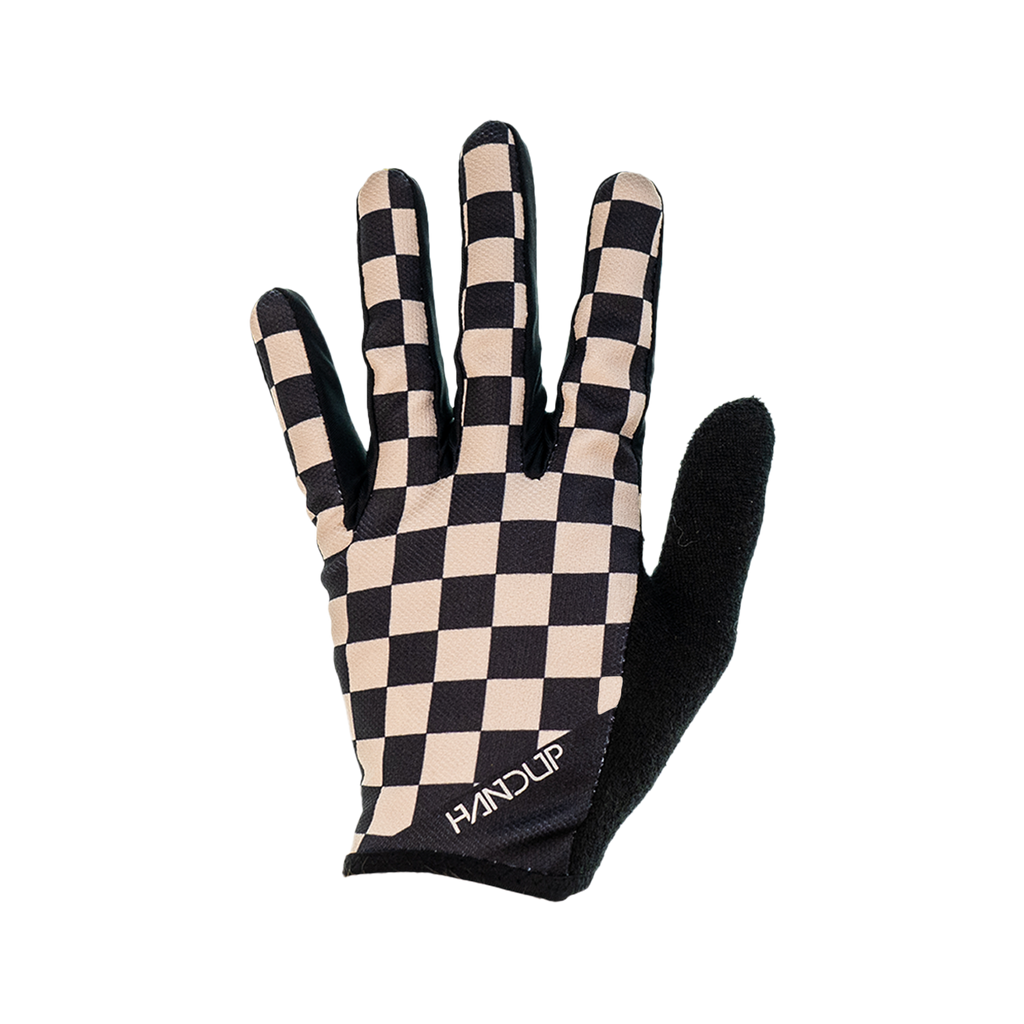 Handup Gloves, Checkered Black/Tan, full-finger cycling glove