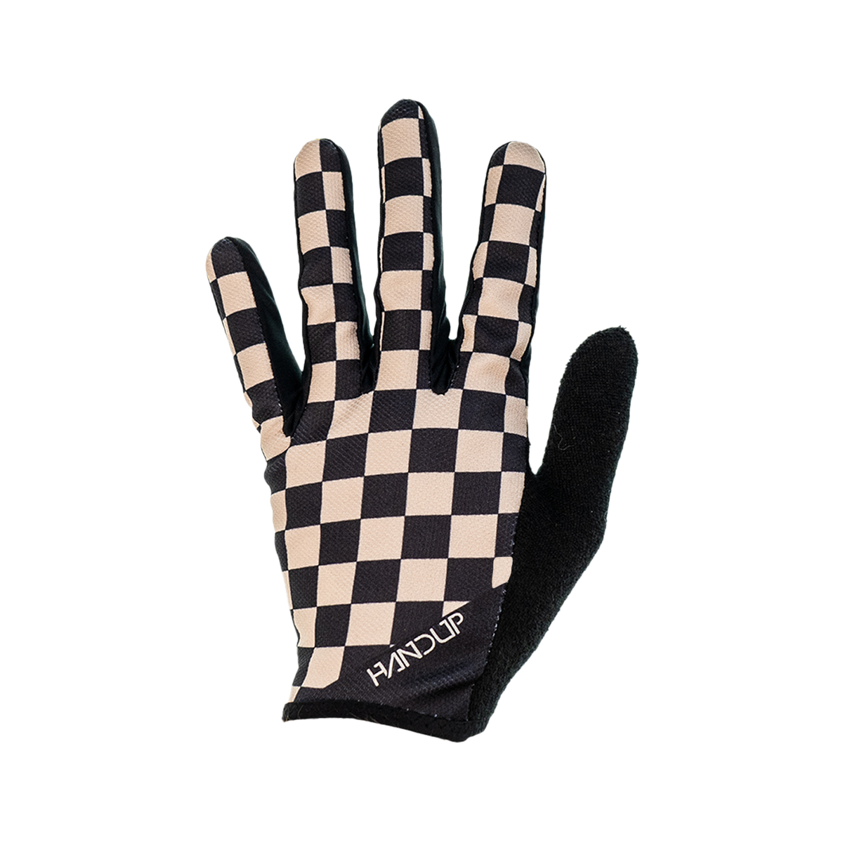 Handup Gloves, Checkered Black/Tan, full-finger cycling glove