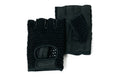 Thousand fingerless bike gloves, black crochet mesh back with leather palm