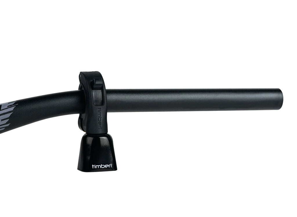 Timber Model Yew! Bolt-on Trail Bell, mounted on a handlebar