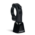 Timber Model Yew bolt-on trail bell in black on its handlebar clamp