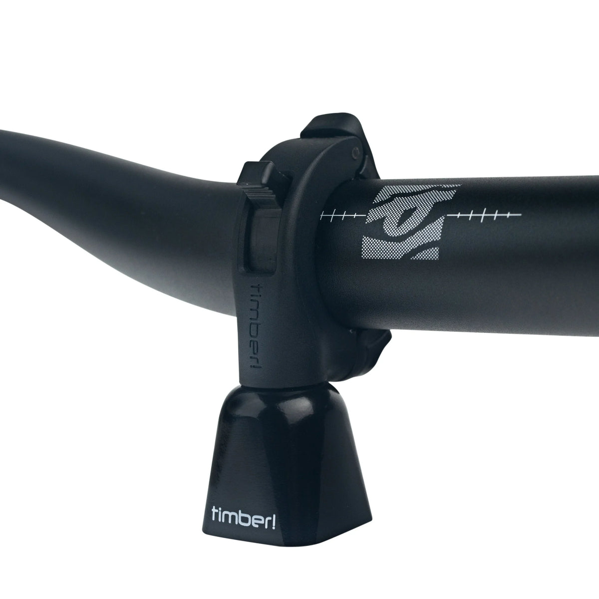 Timber Model Yew! Quick Release Trail Bell, mounted on a handlebar, close-up
