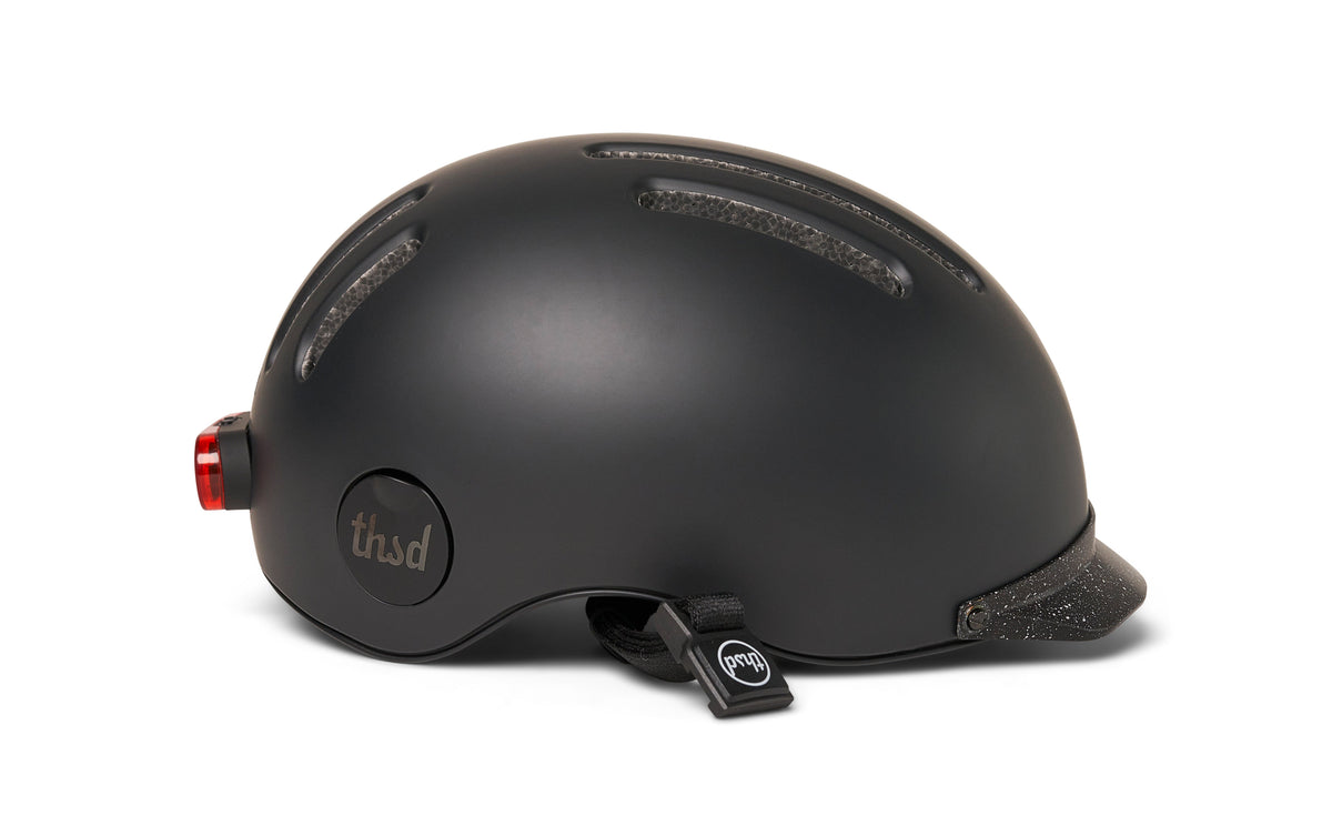Chapter MIPS Helmet, black, side profile with visor and rear light
