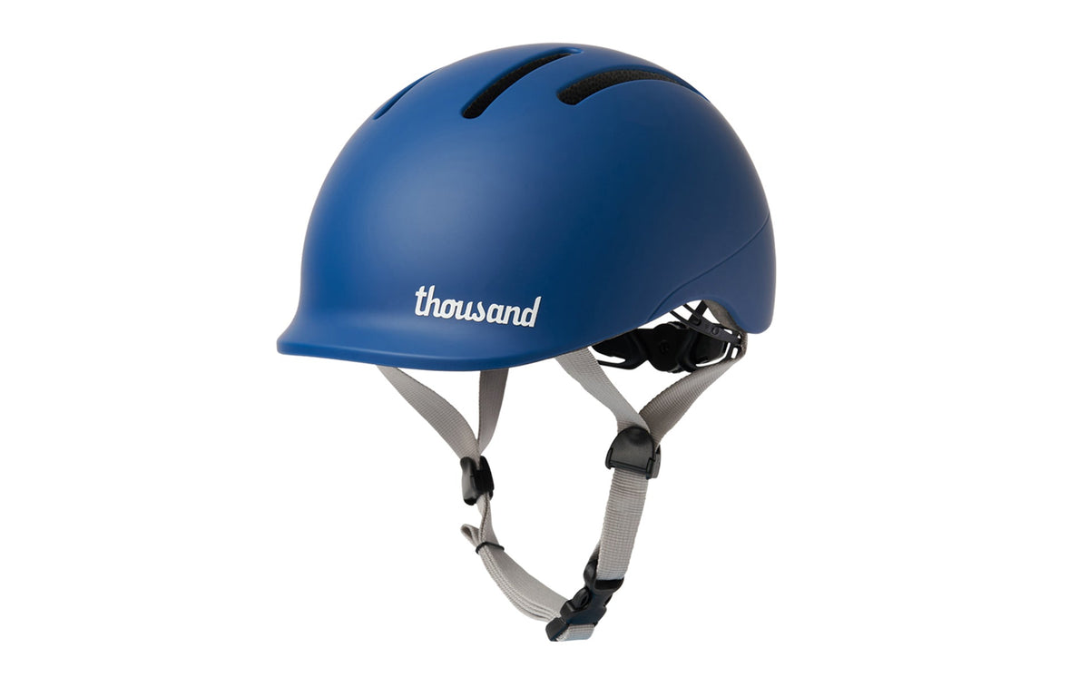 Thousand Jr. Toddler Helmet, navy, side view with straps