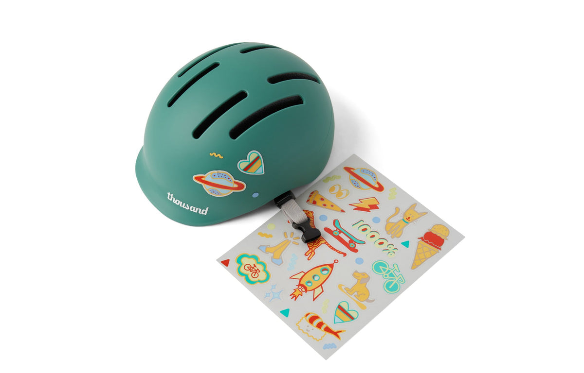 Thousand Jr. Toddler Helmet, green, with sticker sheet