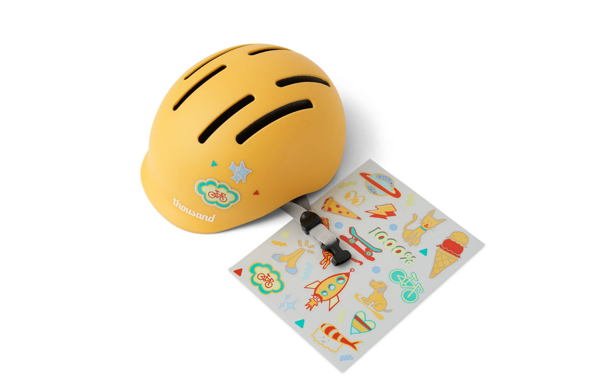 Thousand Jr. Toddler Helmet, yellow, with sticker sheet