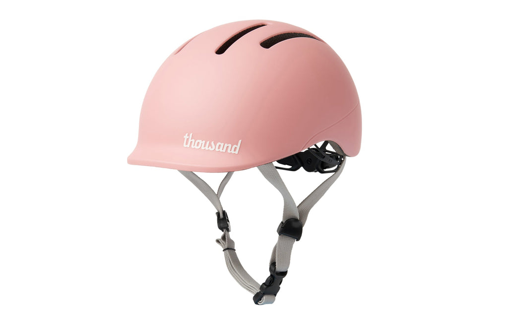 Thousand Jr. Toddler Helmet, pink, side view with straps