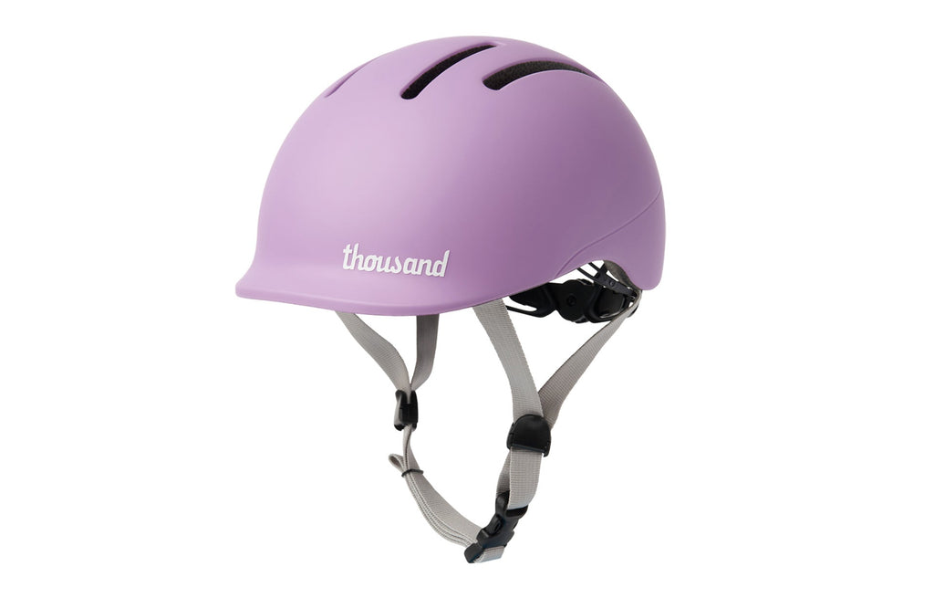 Thousand Jr. Toddler Helmet, purple, side view with straps