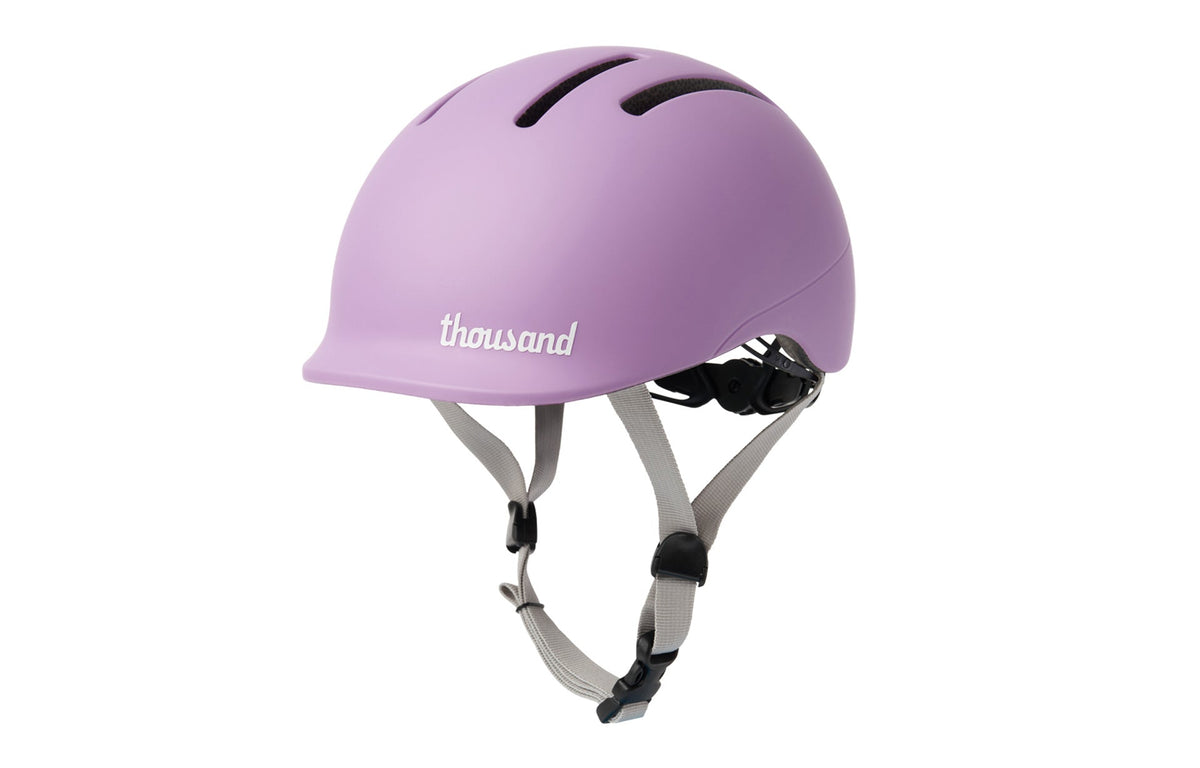 Thousand Jr. Toddler Helmet, purple, side view with straps